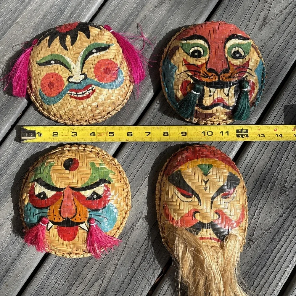 Set of 4 Vietnamese Basket Weave Masks 6